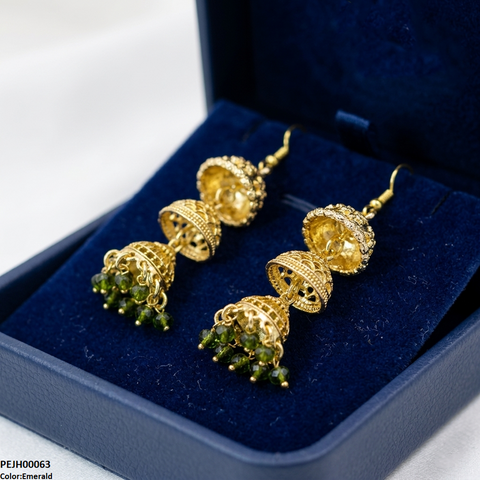 PEJH00063 SDQ Three Tier Drop Jhumki - PEJH