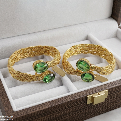 PBRH00224 MZM Oval Stone Bangles - PBRH