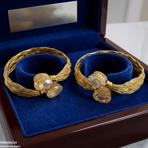 PBRH00224 MZM Oval Stone Bangles - PBRH