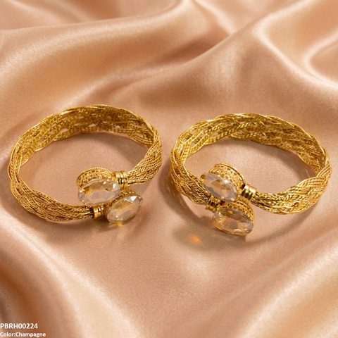 PBRH00224 MZM Oval Stone Bangles - PBRH