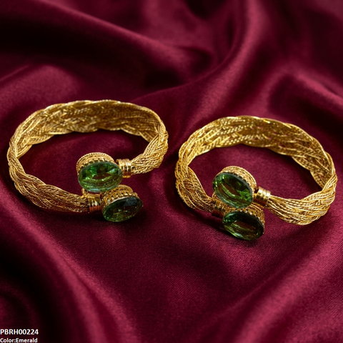 PBRH00224 MZM Oval Stone Bangles - PBRH