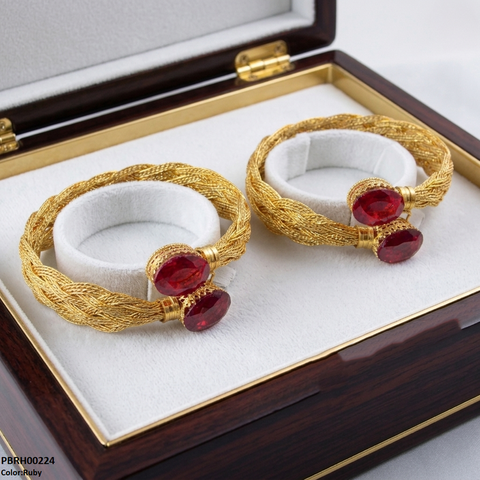 PBRH00224 MZM Oval Stone Bangles - PBRH