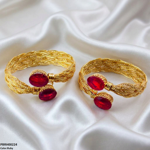 PBRH00224 MZM Oval Stone Bangles - PBRH