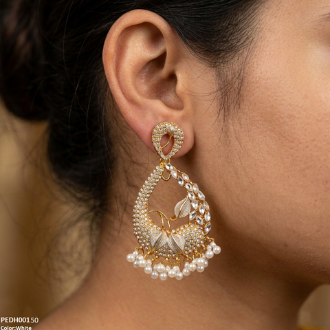 PEDH00150 FRN Tear Leaf Pearl Drop Earrings - PEDH