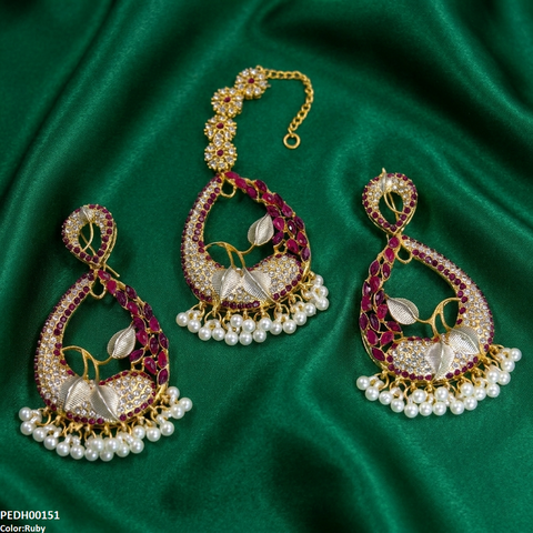 PEDH00151 FRN Tear Leaf Jhumki Drop Earrings - PEDH