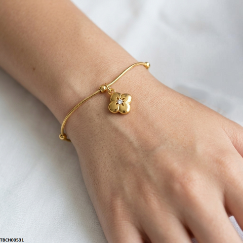 TBCH00531 MMJ Stainless Steel Flower Drop Bracelet - TBCH