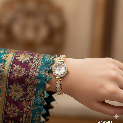 WHL00288 ZWA Round Rhinestone Chain Watch - WHL