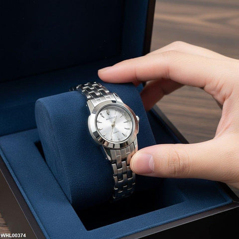WHL00374  IWA Round Analog Silver Strap Women's Watch - WHL