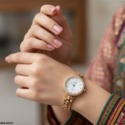 WHL00431 IWA Round Rhinestone Bezel Dial Women's Watch - WHL