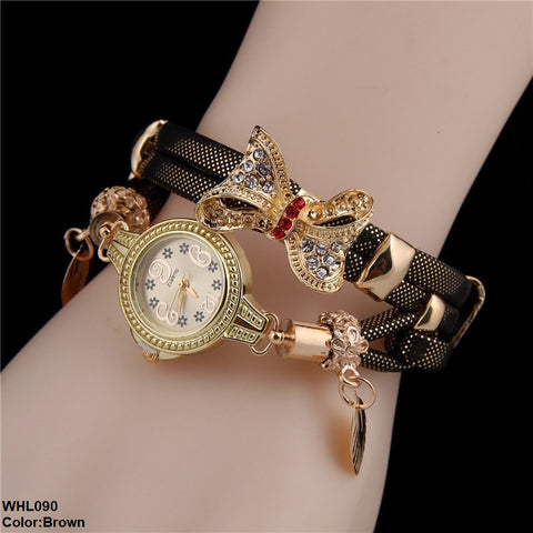 WHL090 HET Bow Layered Bracelet Watch - WHL