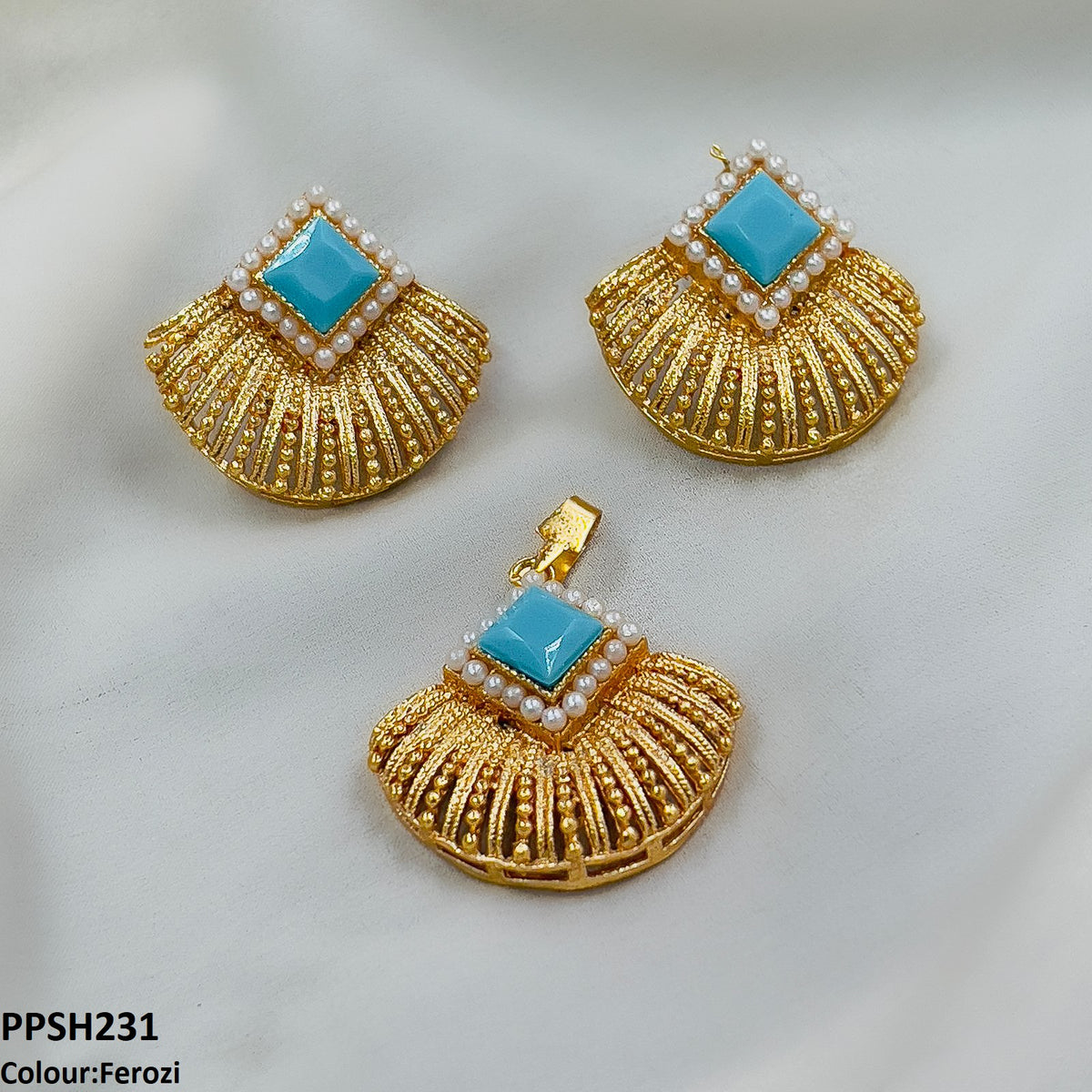 PPSH231 MZM Pearl Square Pendant Set PPSH TJ Wholesale