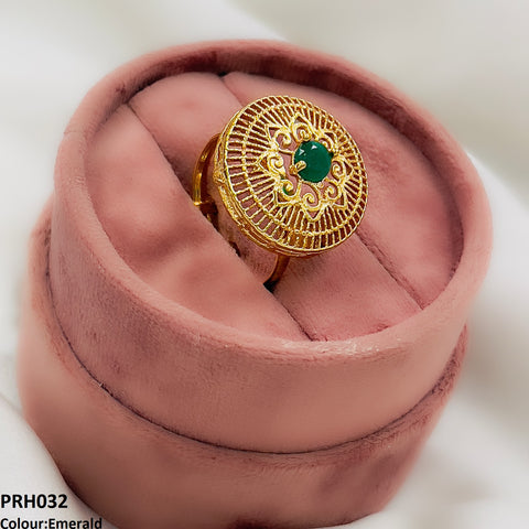 PRH032 MZM Round Flower Ring - PRH