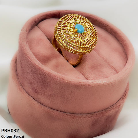 PRH032 MZM Round Flower Ring - PRH