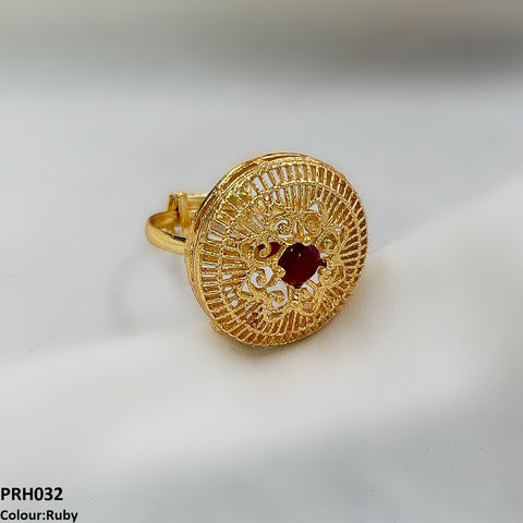 PRH032 MZM Round Flower Ring - PRH