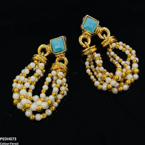 PEDH073 SDQ Square Pearl Drop Earrings Pair - PEDH