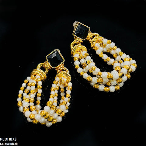 PEDH073 SDQ Square Pearl Drop Earrings Pair - PEDH