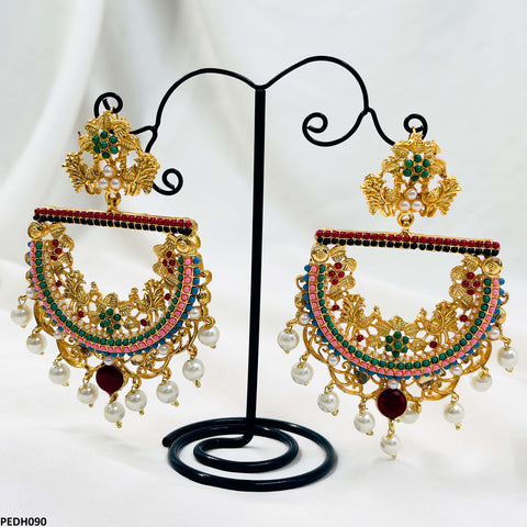 PEDH090 FRN Flower/Pearl Drop Earrings- PEDH