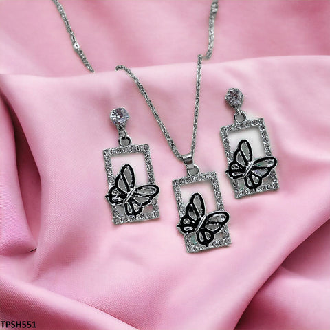 TPSH551 GCQ Butterfly/Rectangle Pendent Set - TPSH