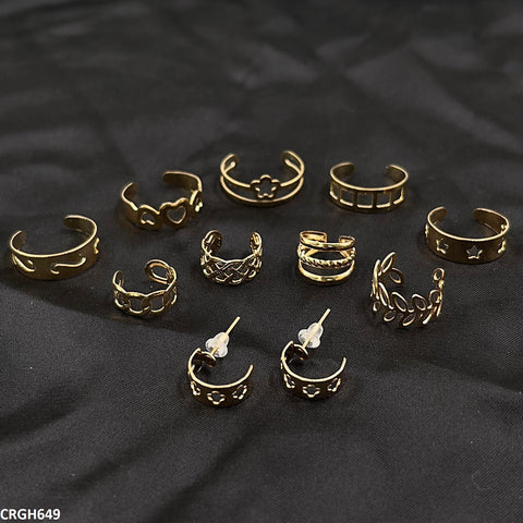 CRGH649 FNG Midi Rings + Ear Cuff Set - CRGH