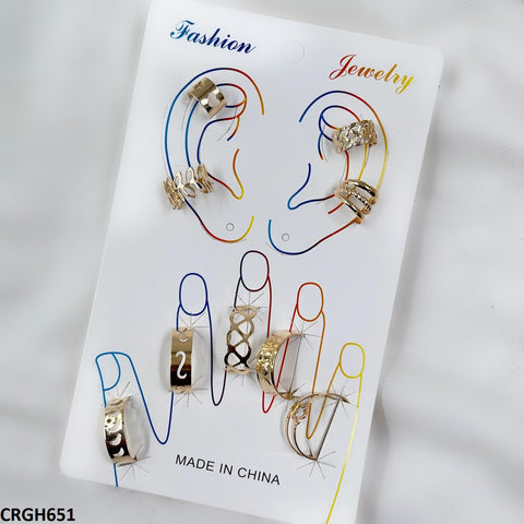 CRGH651 FNG Midi Rings + Ear Cuff Set - CRGH