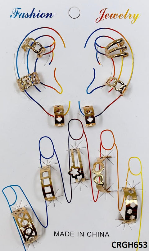 CRGH653 FNG Midi Rings + Ear Cuff Set - CRGH