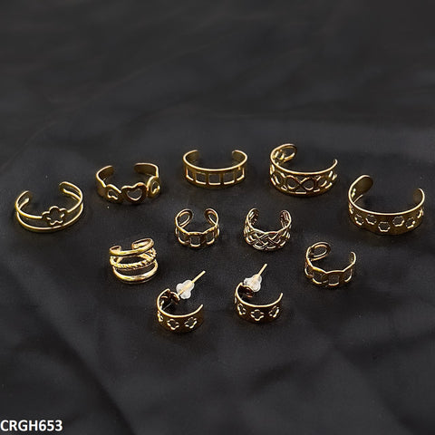 CRGH653 FNG Midi Rings + Ear Cuff Set - CRGH