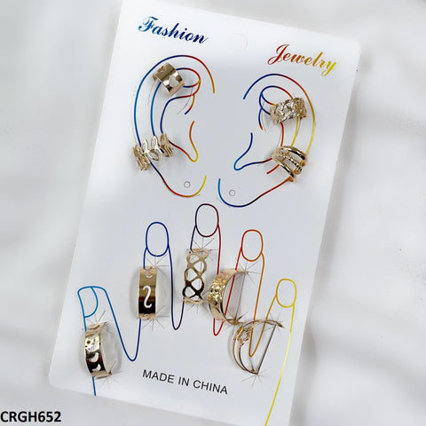 CRGH652 FNG Midi Rings + Ear Cuff Set - CRGH