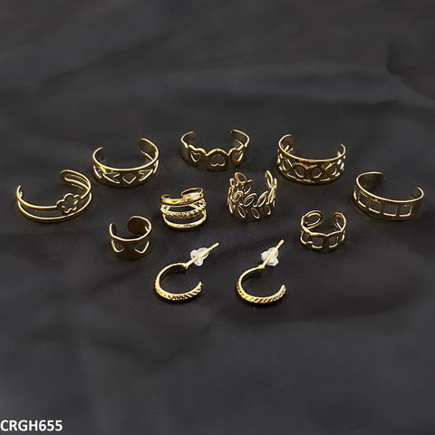 CRGH655 FNG Midi Rings + Ear Cuff Set - CRGH