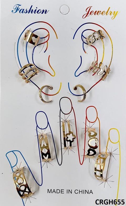 CRGH655 FNG Midi Rings + Ear Cuff Set - CRGH
