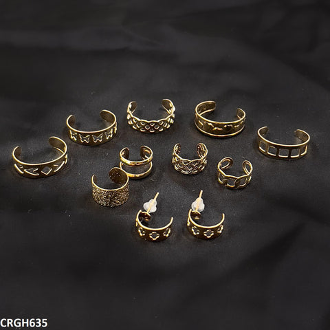 CRGH635 FNG Midi Rings + Ear Cuff Set - CRGH