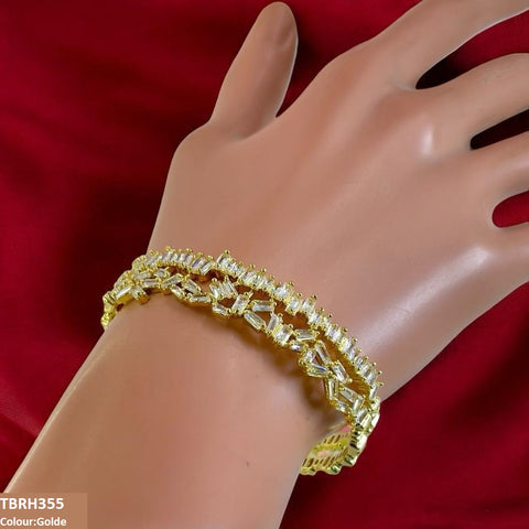 TBRH355 BYJ Baguette Stone Studded Bracelet Openable - TBRH