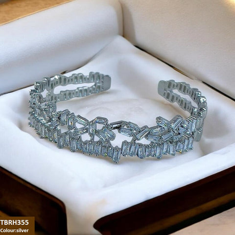 TBRH355 BYJ Baguette Stone Studded Bracelet Openable - TBRH