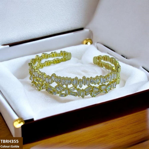 TBRH355 BYJ Baguette Stone Studded Bracelet Openable - TBRH