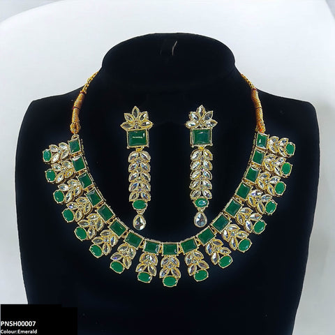 PNSH00007 SDQ Reactangle/Oval Tear Necklace Set - PNSH