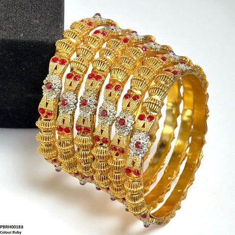 PBRH00188 SDQ Flower/Drum Bangles 6 Pcs Set - PBRH