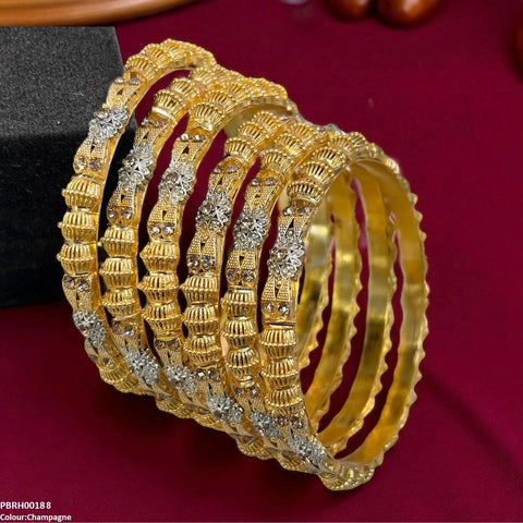 PBRH00188 SDQ Flower/Drum Bangles 6 Pcs Set - PBRH