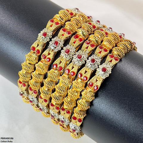 PBRH00188 SDQ Flower/Drum Bangles 6 Pcs Set - PBRH