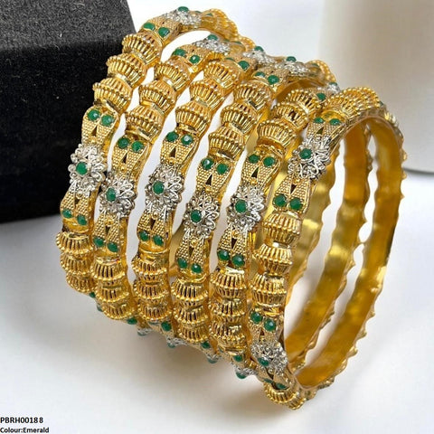PBRH00188 SDQ Flower/Drum Bangles 6 Pcs Set - PBRH