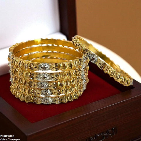 PBRH00188 SDQ Flower/Drum Bangles 6 Pcs Set - PBRH