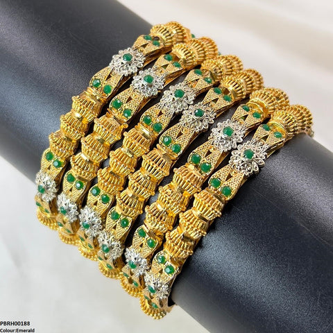 PBRH00188 SDQ Flower/Drum Bangles 6 Pcs Set - PBRH