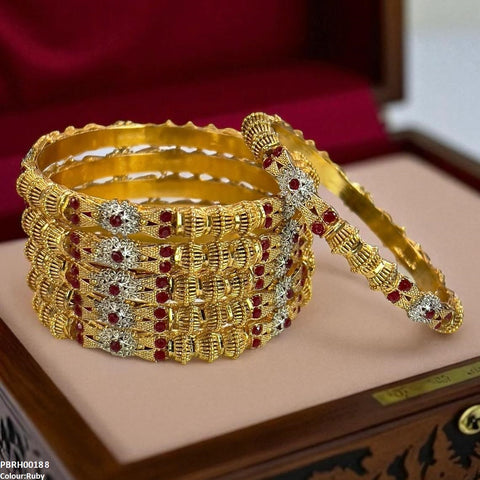 PBRH00188 SDQ Flower/Drum Bangles 6 Pcs Set - PBRH
