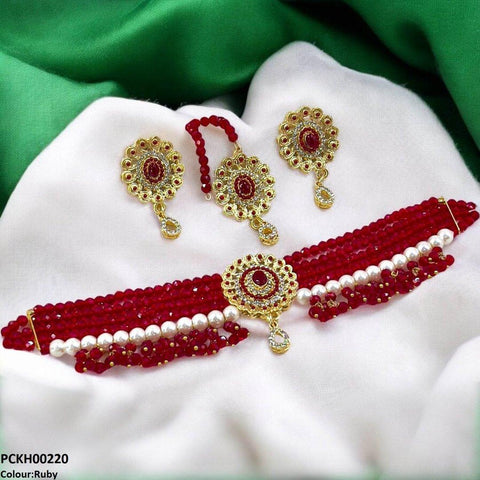 PCKH00220 MZM Oval Pearl Choker Set - PCKH