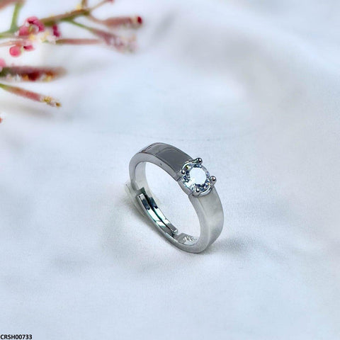 CRSH00733 ZFQ Round Stone Plain Ring Adjustable - CRSH