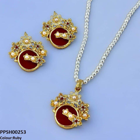 PPSH00253  MZM Flower Round  Pendant Set - PPSH