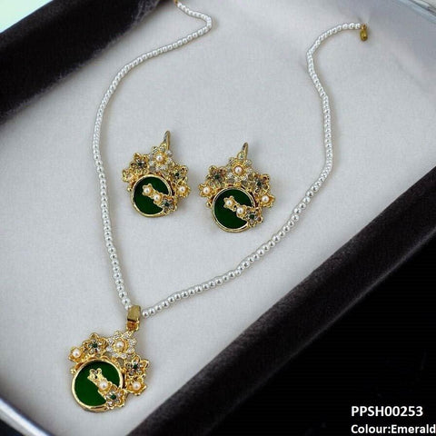 PPSH00253  MZM Flower Round  Pendant Set - PPSH