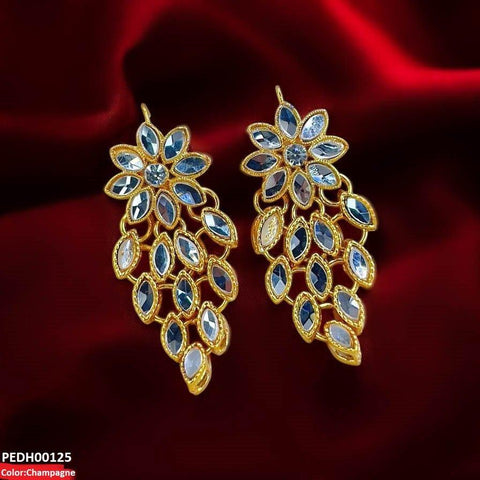 PEDH00125 FRN Tear Flower Drop Earrings Pair - PEDH