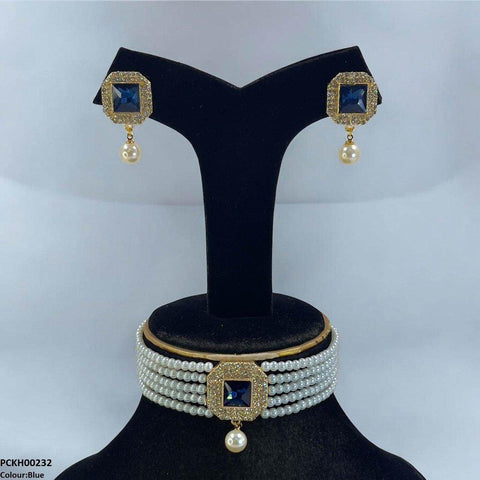 PCKH00232 SDQ Square Pearl Drop Choker Set - PCKH