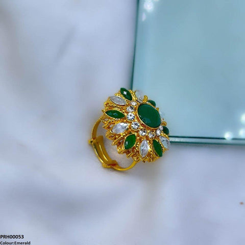 PRH00053 FRN Tear/Round Flower Ring Adjustable Ring - PRH