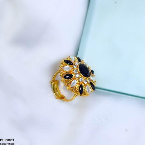 PRH00053 FRN Tear/Round Flower Ring Adjustable Ring - PRH