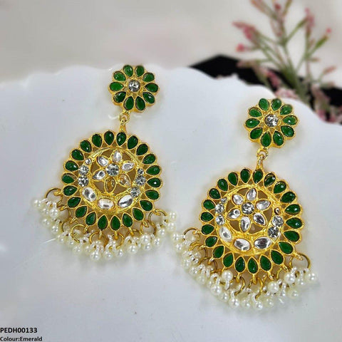 PEDH00133 FRN Moon/Star Pearl Drop Earrings - PEDH